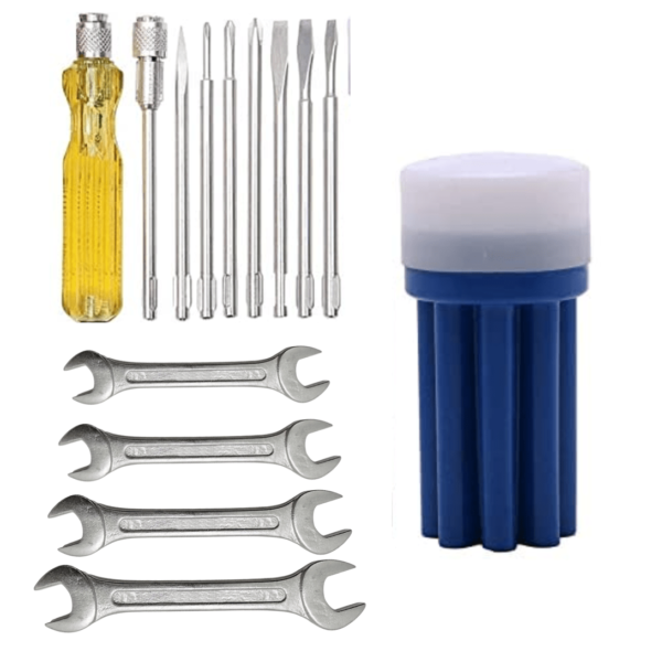 1-1.png 8-in-1 Pc Screwdriver set With 3 Flat Blades, 3 Phillips Head, 1 Round Poker Bar, Extension Rod With 6x7,8x9,10x11,12x13 Spanner Set | Multi-purpose Tool Set