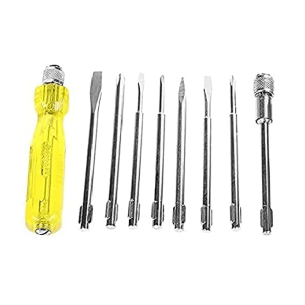 3-1-1.png 8-in-1 Pc Screwdriver set With 3 Flat Blades, 3 Phillips Head, 1 Round Poker Bar, Extension Rod With 6x7,8x9,10x11,12x13 Spanner Set | Multi-purpose Tool Set